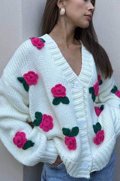 Selena Rose Knit Sweater Cardigan