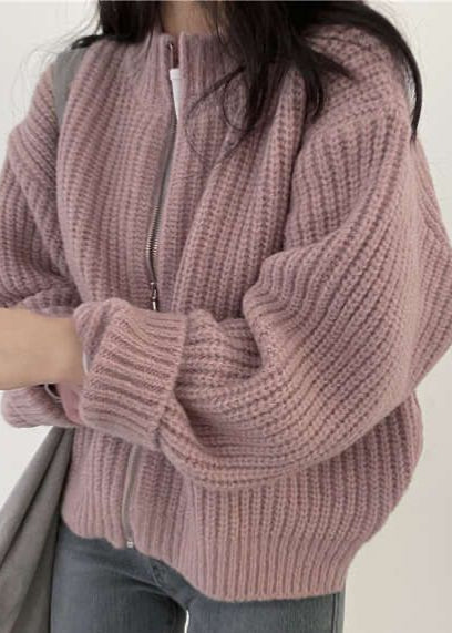 Cozy Zip-Up Chunky Knit Cardigan - Oversized Ribbed Sweater Jacket