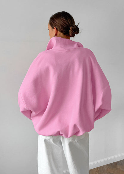 Tulip Zipper Sweatshirt – Oversized Half-Zip Pullover