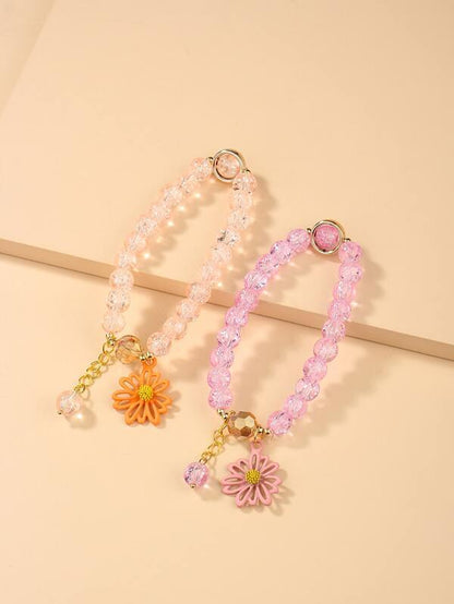 2pcs Flower Charm Beaded Bracelet for Women