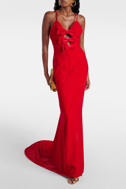 Vestido largo de tirantes con ribete de lazo Apphia 