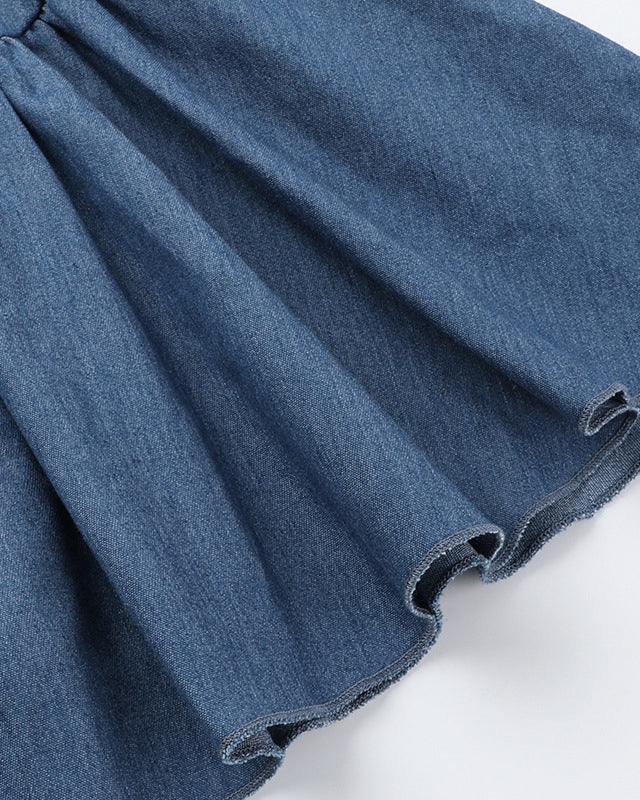 Strappy Tube Top Imitation Denim Dress Short Dress