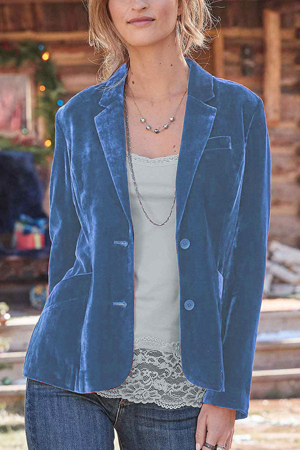 Chaqueta de traje casual de moda de color sólido de terciopelo dorado