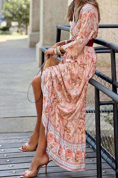 Bohemian Floral Print Maxi Dress