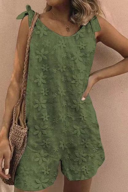 Mono sin mangas con cordones y bordado floral