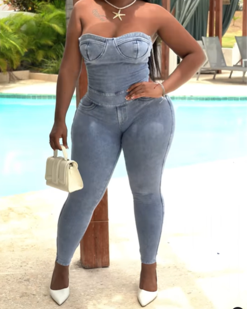 Slim Backless Hip-Lifting Jumpsuit