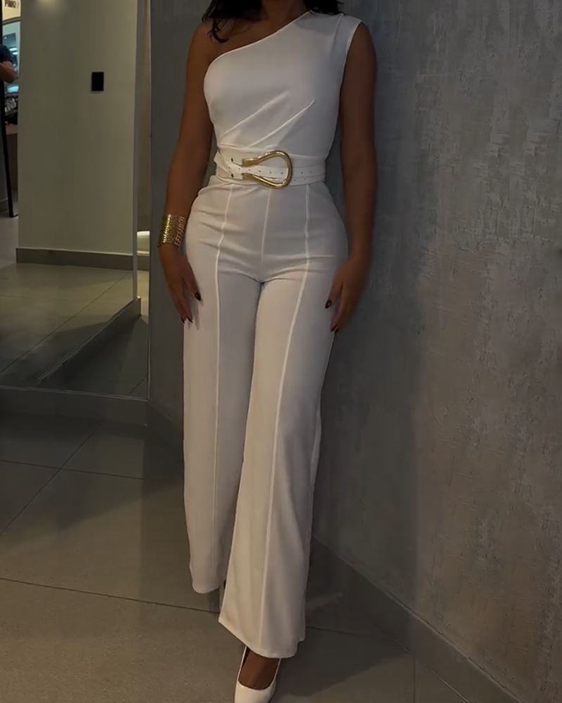 One-Shoulder Waist Jumpsuit (Pre-Sale)