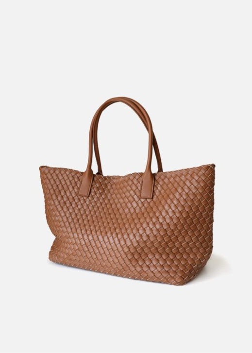 Woven Leather Tote Bag – Large Capacity Handbag for Women