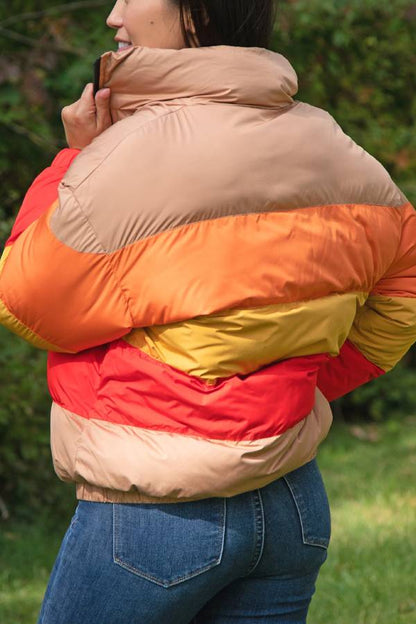 Morning Sun Color Block Puffer Jacket