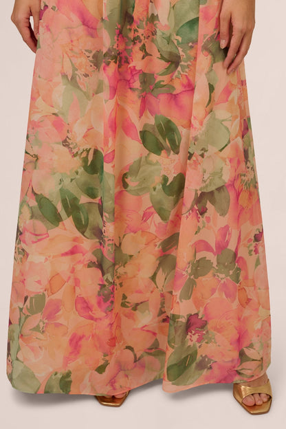 Angela Floral Print Cap Sleeves Maxi Dress