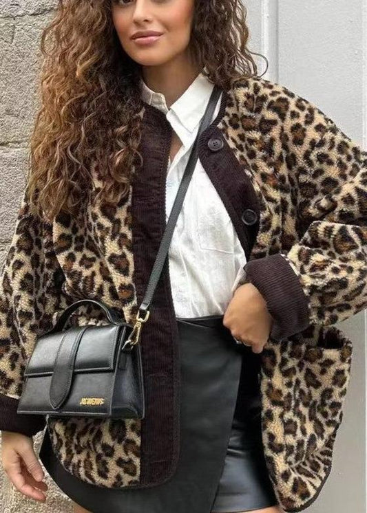 Chic Animal Print  Loose Jacket