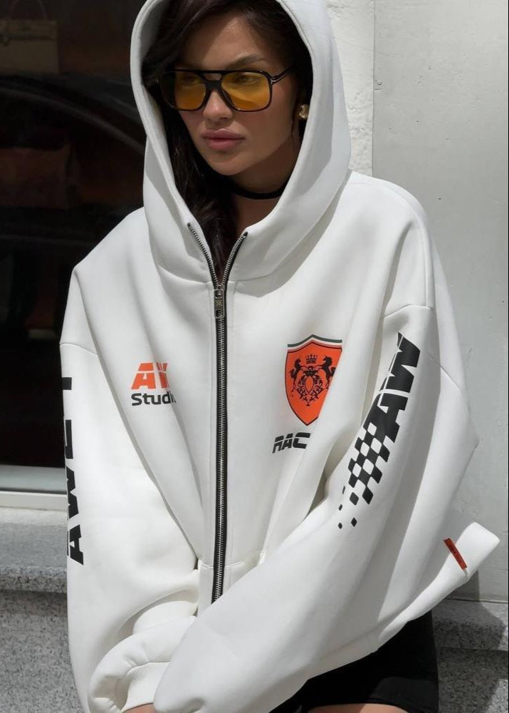 Trackside Boost - Racing-Inspired Oversized Hoodie