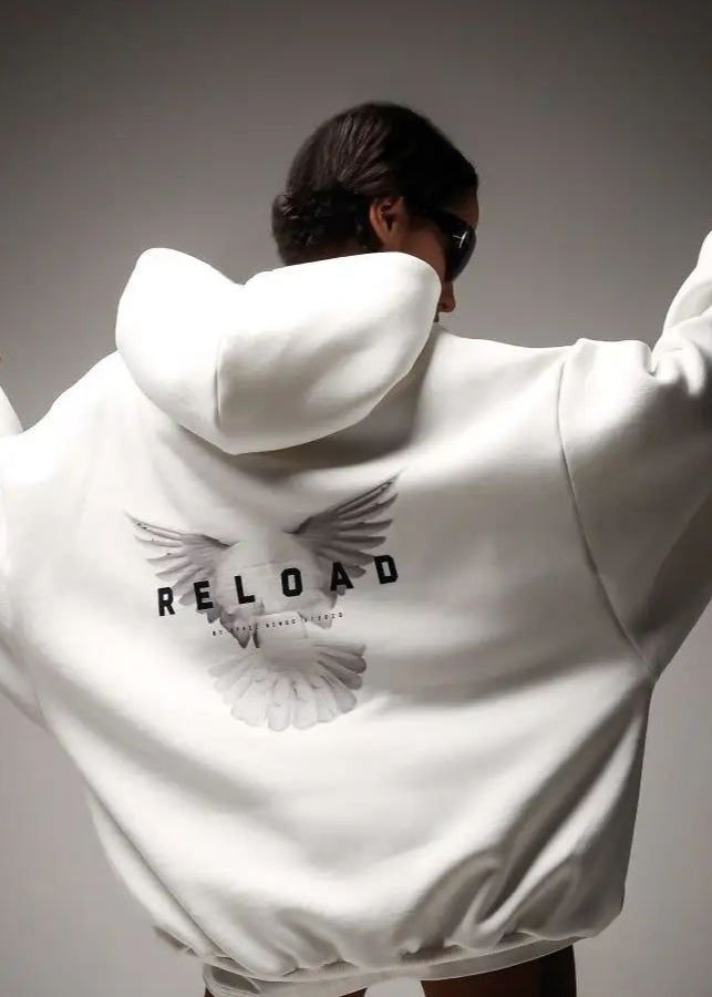 Reload Oversized Hoodie – Graphic Back Streetwear Sweatshirt for Women