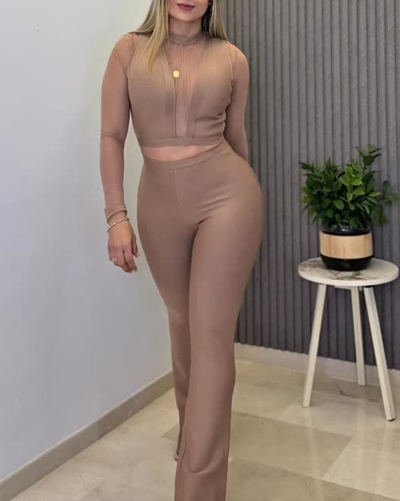 Patchwork Slim-Fit Pants Suit (Pre-Sale)