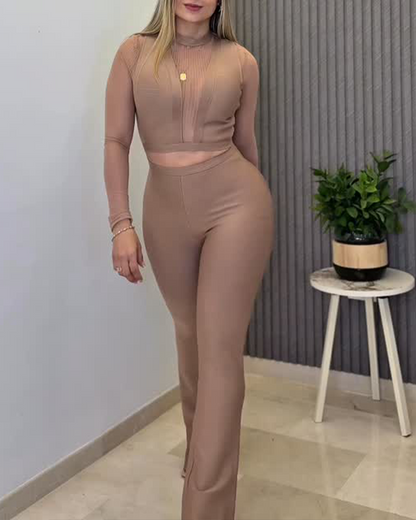 Patchwork Slim-Fit Pants Suit (Pre-Sale)