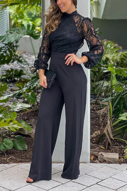 MONO NEGRO CON TOP DE ENCAJE Y ESPALDA ABIERTA