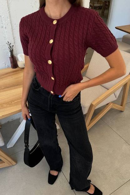 Solid Color Short Knit Sweater