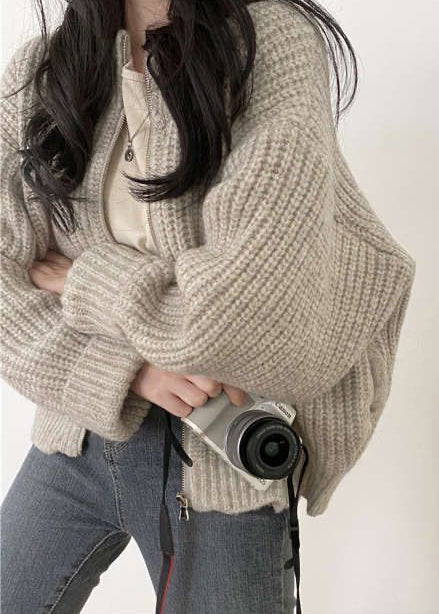 Cozy Zip-Up Chunky Knit Cardigan - Oversized Ribbed Sweater Jacket