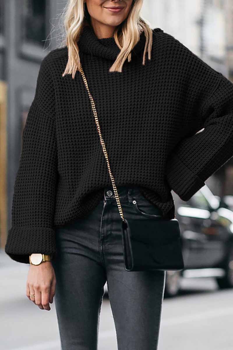 High Neck Loose Knit Sweater