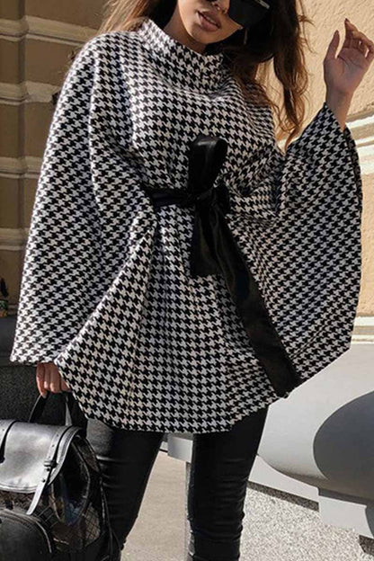 Loose Lace Plaid Cloak