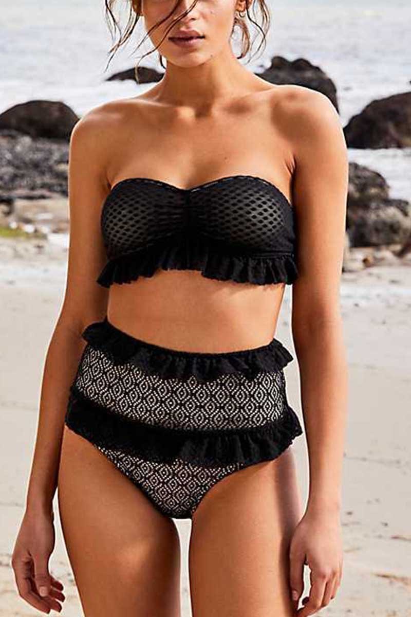 Lace Mesh High Waist Bikini Swimwear(3 Colors)