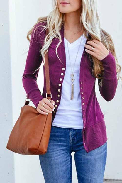 Long Sleeves Buttons Design Cardigan Tops(7 Colors)