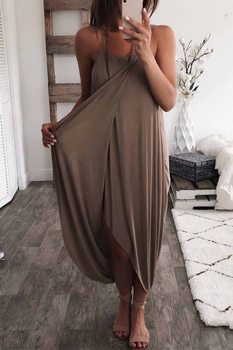 Solid Color Knitted Loose And Irregular Maxi Dress(3 Colors)