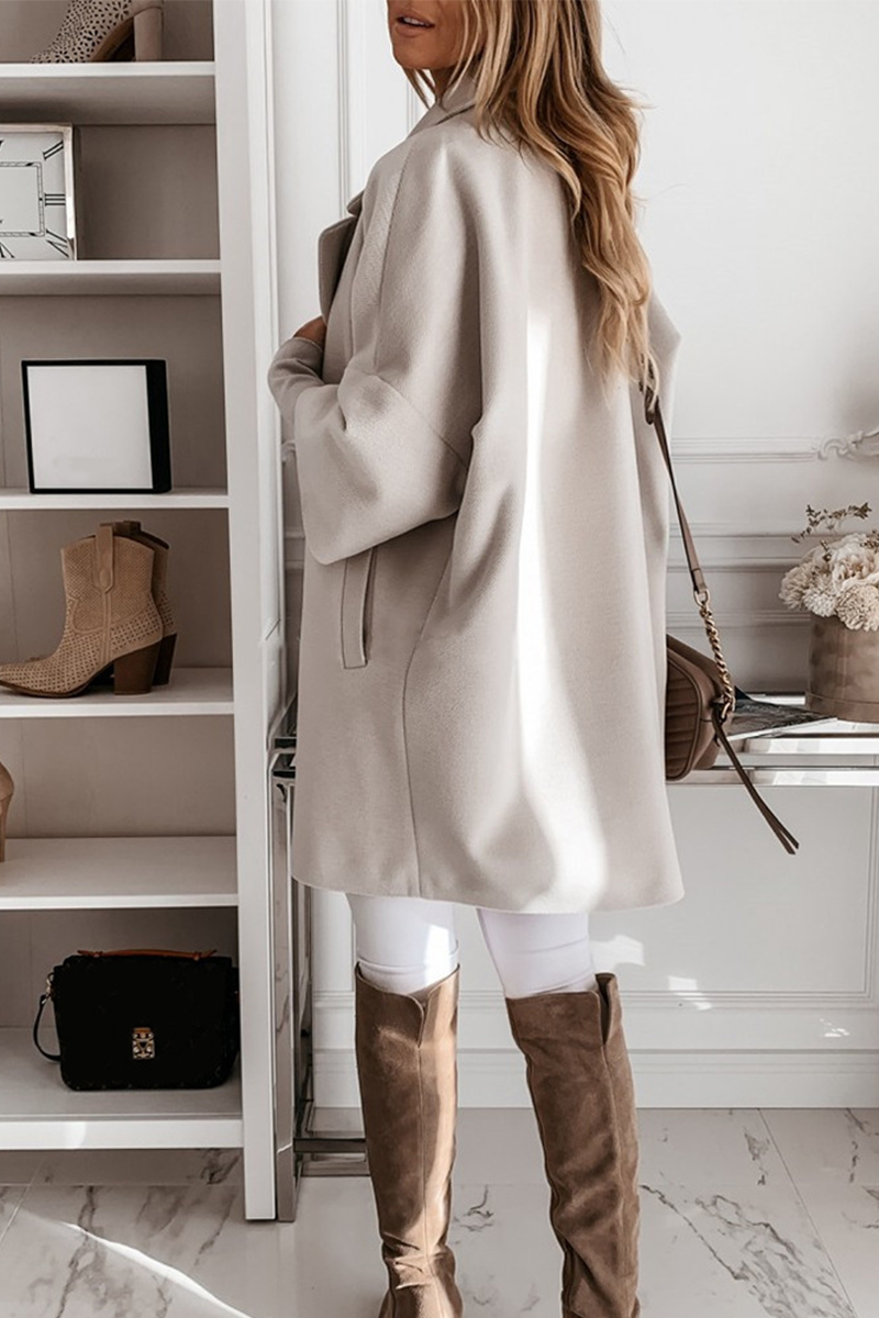 Solid Color Lapel Coat With Pocket(2 Colors)