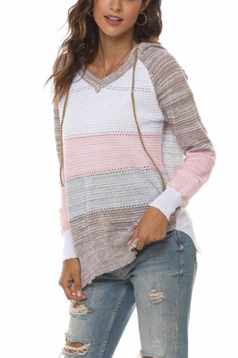 Striped Color-Block Knitted Sweater