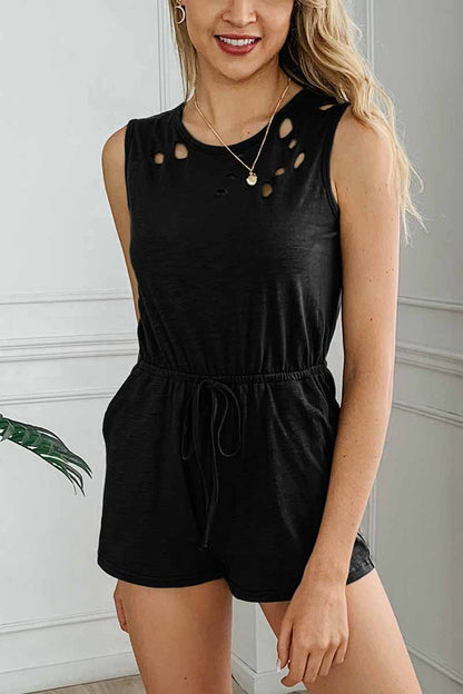 O-neck Djustable Jumpsuit With Pocket