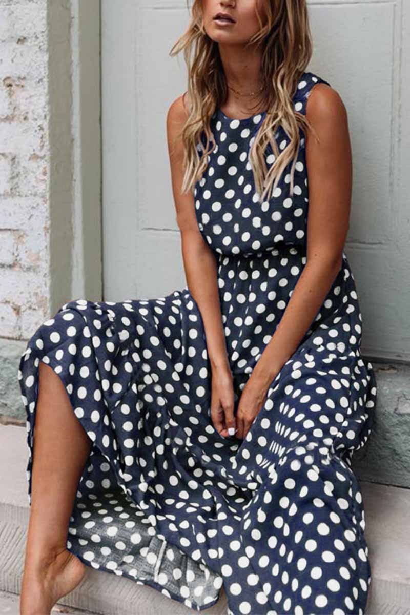 Polka Dot Round Neck Dress (5 Colors)