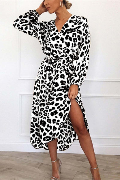 V Neck Sexy Leopard Dress(4 Colors)