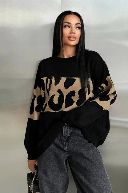 Vintage Leopard Knit Sweater