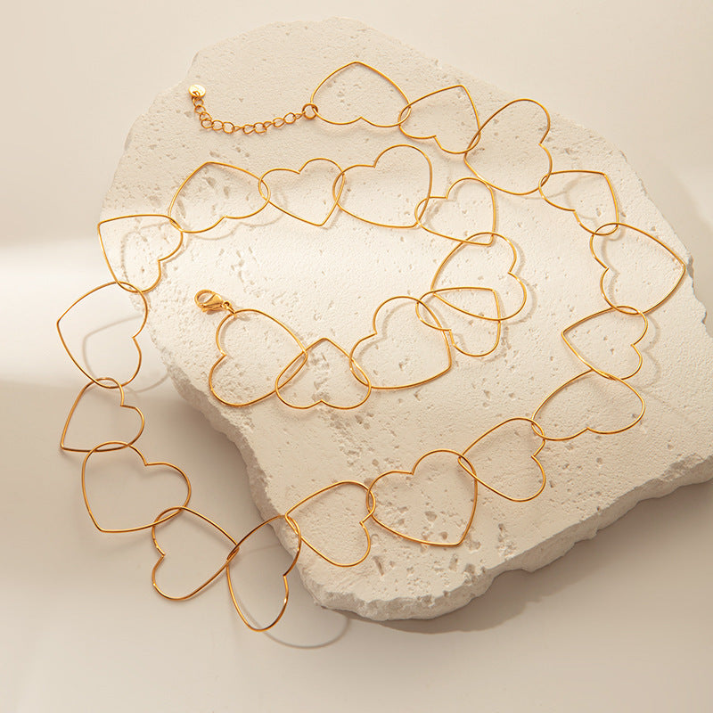 Love Link Heart Necklace - Gold Stainless Steel