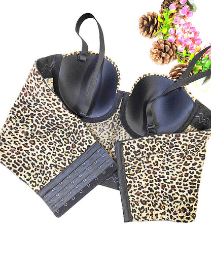 Mesh Floral Herringbone Leopard Print Halter Top