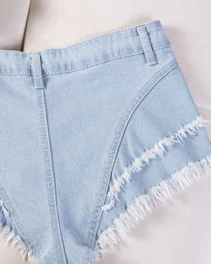 Casual High Waisted Denim Shorts