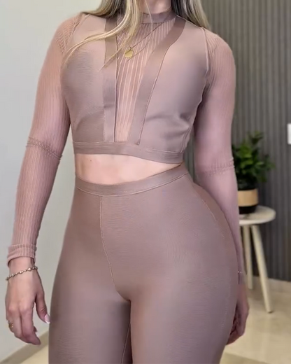 Patchwork Slim-Fit Pants Suit (Pre-Sale)