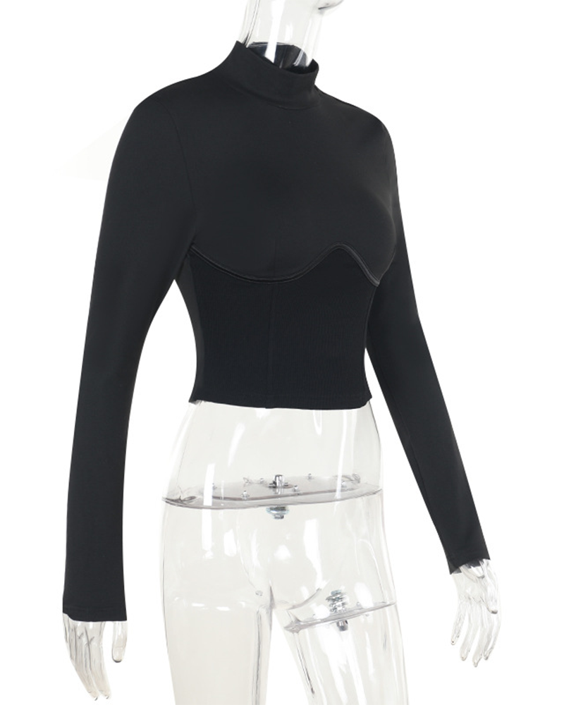 Slim Waistband Long-Sleeved Top