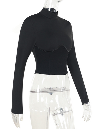 Slim Waistband Long-Sleeved Top