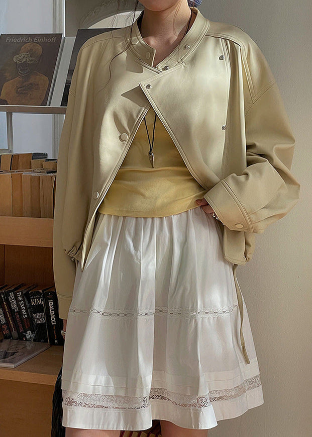 Ariette - Cropped Vegan Leather Snap Jacket