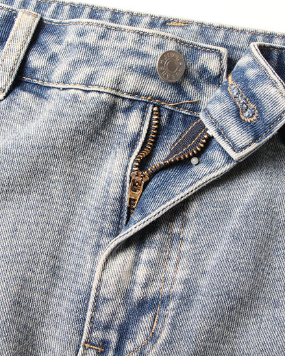 Spliced Hollow Casual Mid-Length Denim Skirt