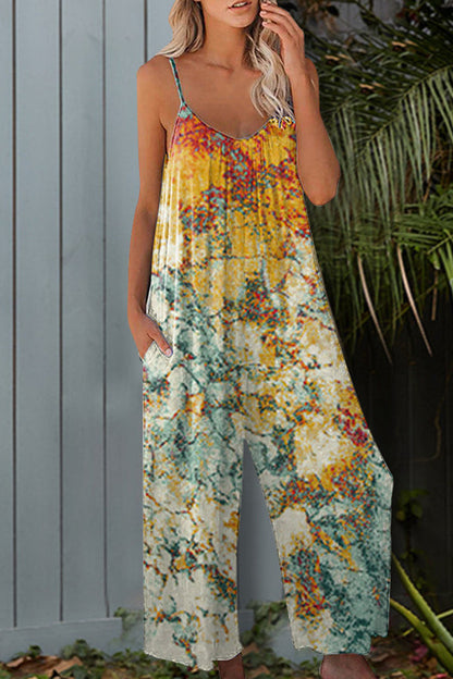 Camisole Jumpsuit Tie-Dye Wide-Leg Pants
