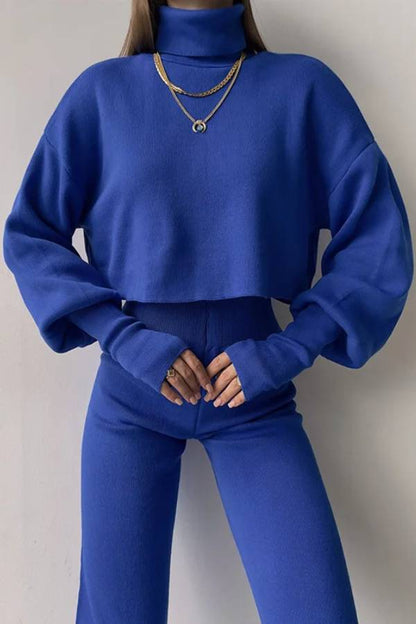 Conjunto informal de dos piezas de top y pantalón de manga larga holgado