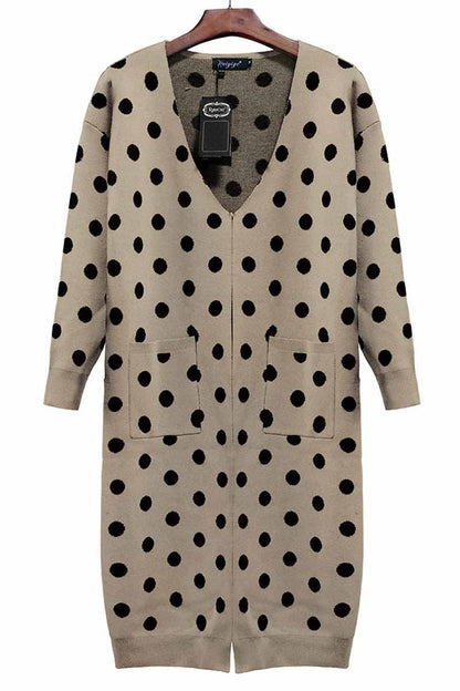 Dot Print Sweet Comfy Cardigan Tops Sweater(2 Colors)