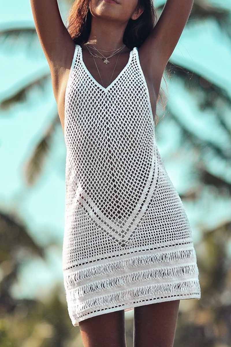 Traje de baño de bikini de playa de verano con protección solar mini vestido