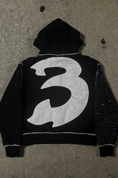 Embroidery Zipper Oversize Hoodie