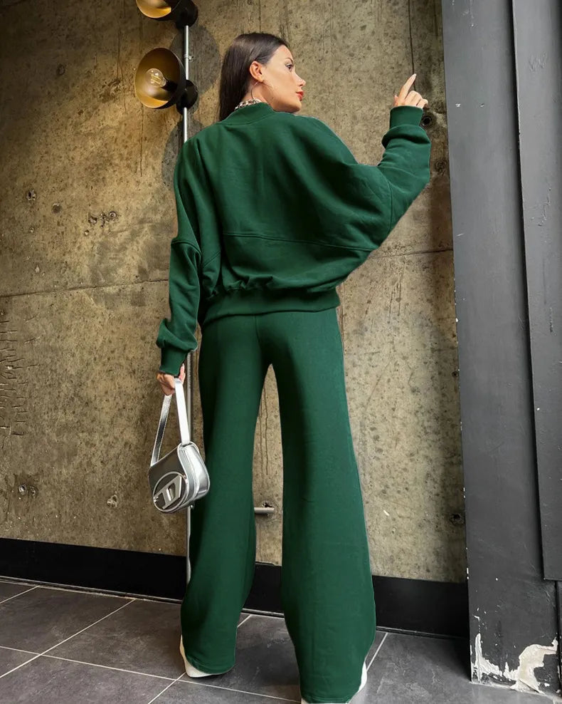 Urban Chic - Green ZippeRed Cardigan and Trousers Set