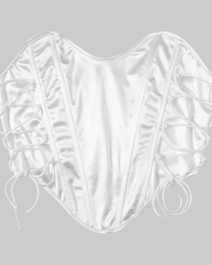 Sexy Lace-up Solid Color Bustier and Backless Fishbone Waist Vest