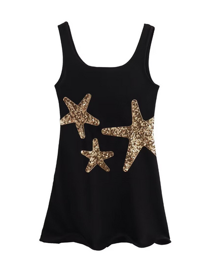 Sequined Embroidered Mini Dress