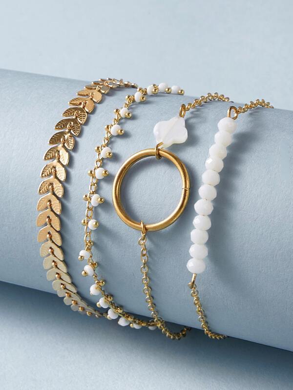 4pcs Leaf Decor Bracelet for Women